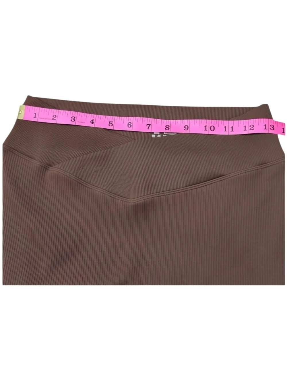 OQQ Ribbed Flare Leggings Brown Size Large High Waist Yoga Pants NWOT - Picture 4 of 9